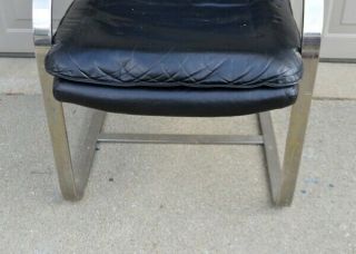 Mies Van Der Rohe Black Leather Chrome Flat Bar BRNO Chair One 3
