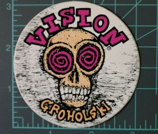 Vintage 1988 Vision Tom Groholski " Skeleton " Team Logo Sticker - Nos,  - Pink