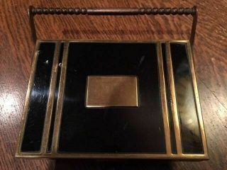 Vintage Cigarette Cart Holder Box Art Deco Black Gold Tone Rare - C 77