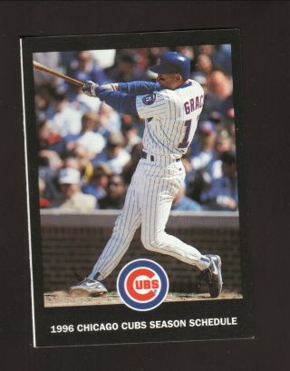 Chicago Cubs - - Mark Grace - - 1996 Pocket Schedule - - Wgn - Tv