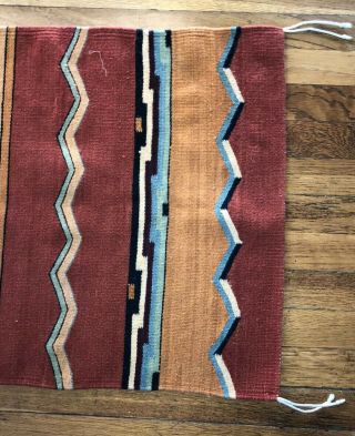 Vintage Navajo Indian Woven Rug or Saddle Blanket - Native American - 23x42 2