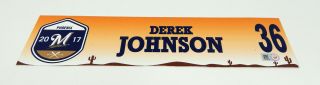 2017 Milwaukee Brewers Derek Johnson 36 Game Issued St Locker Plate Brew301