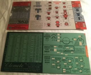 2 Vintage Guides Calculators Elemoto Pipe Thread & Rivet Selector 1963 Rivet ‘79