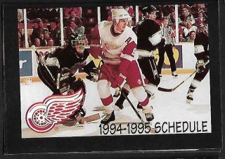 Detroit Red Wings 1994 - 95 Schedule,  Nhl Hockey,  4 Page Fold Out,  2 1/2 " X 3 3/4 "