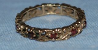 Stunning Old Antique Solid 9ct Gold Full Eternity Ring With Rubies Or Garnets