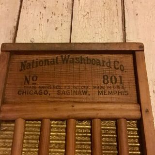Vintage Antique National Washboard Co The Brass King NO.  801 Old Wash Board 2