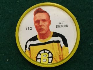 1960 - 61 Shirriff Salada Nhl Hockey Coin 112 Aut Erickson,  Boston,  Bruins