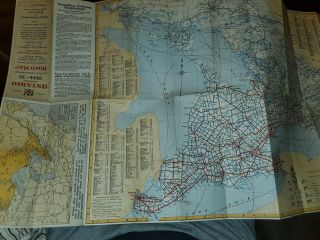 1934/1935 Official Government road map of Ontario Canada 2