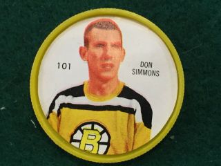 1960 - 61 Shirriff Salada Nhl Hockey Coin 101 Don Simmons,  Boston,  Bruin
