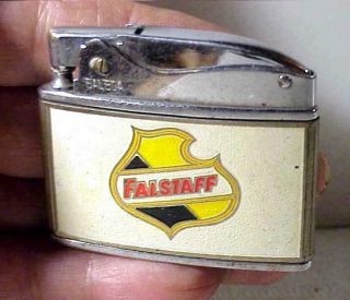 Vtg 1950s Wellington Balboa Flat Advertising Lighter W/ “falstaff” Logo