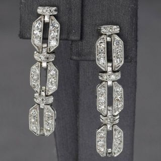 Antique Platinum 1.  02 Tcw Diamond Art Deco Dangle Drop Earrings 4.  7g F/g Vs - 1/2
