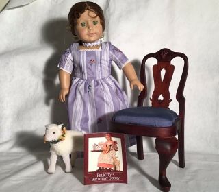 American Girl Felicity Doll With Gown,  Chair,  Lamb,  And Book