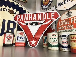 Antique Vintage Old Style Panhandle Refining Gasoline Sign