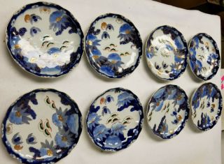 Antique Set Of 8 Japanese Imari Arita Style Enameled Plates Dishes