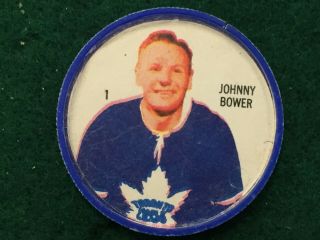 1960 - 61 Shirriff Salada Nhl Hockey Coin 1 Johnny Bower,  Maple Leaf,  Toronto.