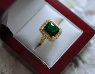 Vintage Art Deco Jewellery Gold Ring Emerald And White Sapphires Antique Jewelry