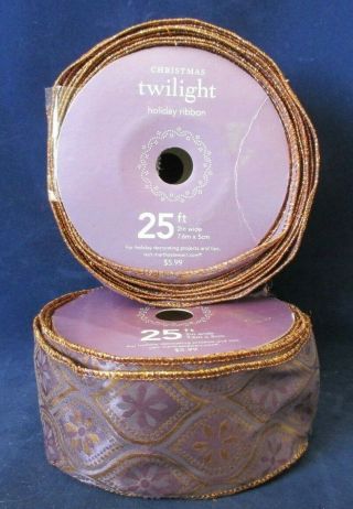 Vintage Christmas Twilight Holiday Ribbon By Martha Stewart Purple Tone One 25ft