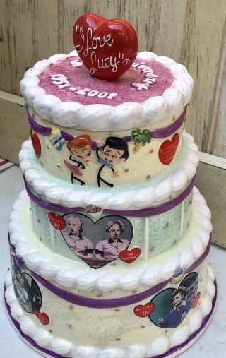 Vintage Lucille Ball 2001 I Love Lucy 50th Anniversary Cake Cookie Jar Handmade