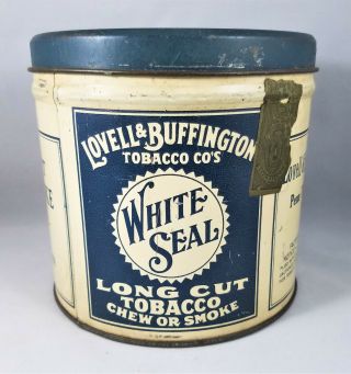 Lowell & Buffington White Seal Long Cut Large Tobacco Tin Litho Chew Or Smoke