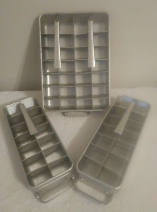 Vintage Frigidaire Quickube Aluminum Double Ice Cube Tray And 2 Single Trays