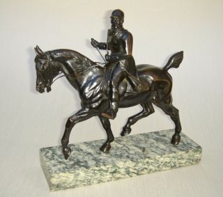 Antique Equestrian Bronze Sculpture Of Horse And Rider By Gaston D 