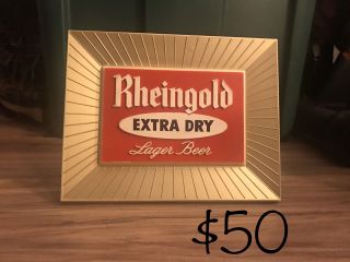 Vintage Rheingold Beer Sign Plastic Back Bar Pub Tavern York