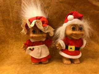 Vintage Russ Mr.  & Mrs.  Santa Claus Troll Dolls