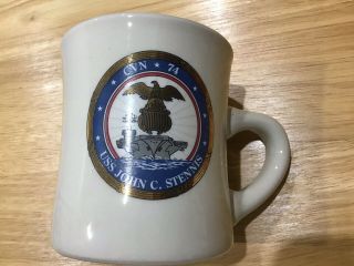 Usn Us Navy Ceramic Coffee Mug Uss John C.  Stennis Cvn 74 Vintage
