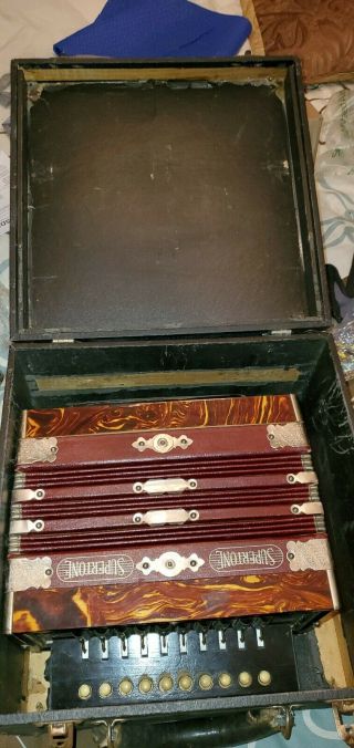 Antique Tone Master Supertone Accordion Squeeze Box Made In Germany.