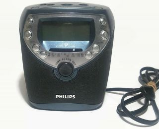 Rare Philips Clock CD Player AM FM Radio Alarm Clock Blue AJ3952 2