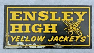 Vintage Ensley Alabama High School Car Tag License Plate Yellow Jackets