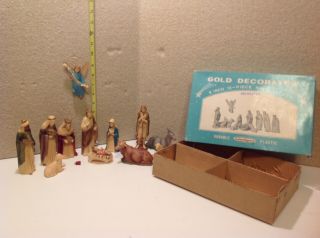 Vtg Similegno Christmas Nativity/creche/holy Family Figure 12pcs,  5 " Tall/box