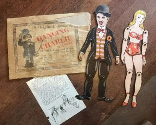 Rare Antique Dancing Charlie Chaplin Puppet Illusion 1920
