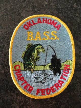 Vintage Fishing Patch - Oklahoma B.  A.  S.  S.  Chapter Federation 3 3/4 X 5 "