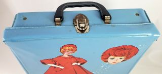 Vintage Lt Blue Barbie Doll Red Flare Vinyl Case Trunk by Mattel,  Circa 1963 2