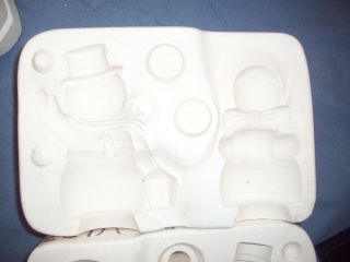 VINTAGE 1970 DUNCAN 342 CERAMIC MOLD SNOWMAN AND SNOWGIRL 2