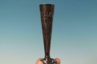 Vintage Sterling Silver 5 - 1/8 " Bud Vase Engraved W/ Iris Flower