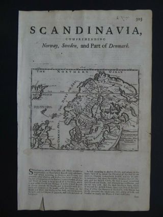 1722 Herman Moll Atlas Map Scandinavia - Norway Sweden Denmark Suede Iceland