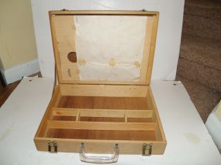 Vintage Artist Wood Painters Box Traveling Suitcase Dovetail