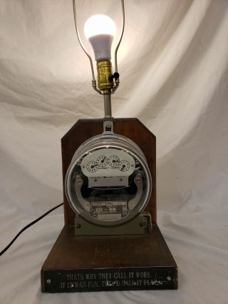 Vtg Lamp Made From Repurposed Utility Meter Runs