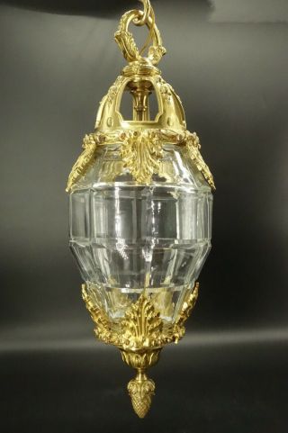 Large Lantern Louis Xvi Style - Bronze & Cut Glass - French Antique