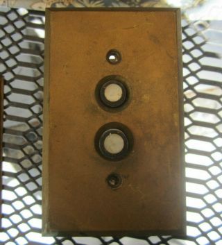 Vintage Antique Porcelain Push Button Light Switch Brass Cover Mother Of Pearl