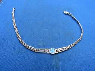 Vintage Sterling Silver Thailand Black Opal Geometric Link Bracelet
