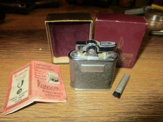 Ronson Whirlwind Lighter W/original Box & Brush Old Vintage Cigarette Tobacco
