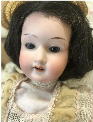 Antique German Bisque doll W/Trunk & Troisseau 2