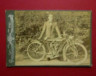 Victorian Cdv / Cabinet Photo - Man With A Vintage Motorcycle