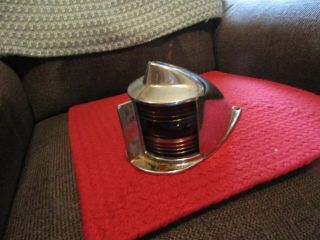 Vintage Chrome Covered Boat/yacht Light Lamp W/red & Green Plastic Covers.