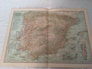 Spain Portugal Map The Century Dictionary Cyclopedia 1906 19975 Antique Vintage