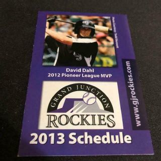 2013 Grand Junction Rockies Baseball Pocket Schedule Rockies Affiliate Dave Dahl