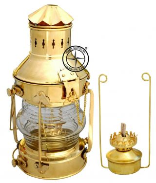 Vintage Brass Oil Lamp Maritime Ship Lantern 15 " Boat Light Nautical Anchor Lamp